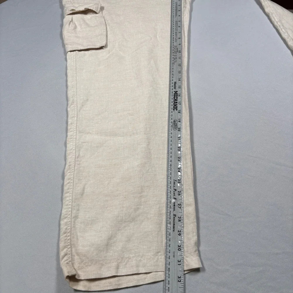Tommy Bahama 100% Linen Cargo Pants Mens XXL Beige Relax Drawstring Waist